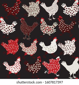seamless background with chicken, vector design
