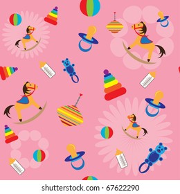 Seamless background with child toys