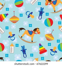 Seamless background with child toys