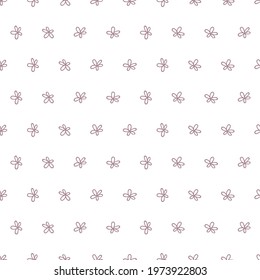 Seamless background with childish floral pattern. Pink-gray flowers on a White  background. Floral baby background in flat style for printing on fabric, wallpaper, paper, curtains, tablecloths