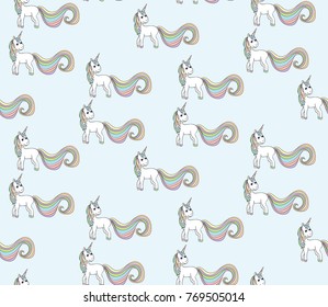seamless background for children with unicorns