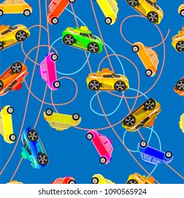Seamless background of children`s cars