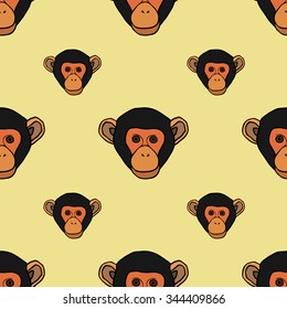seamless background with chimpanzee faces