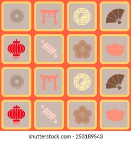 Seamless background with chinese New year icons for your design