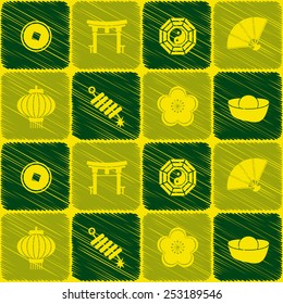 Seamless background with chinese New year icons for your design