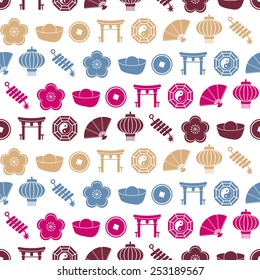 Seamless background with chinese New year icons for your design