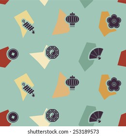 Seamless background with chinese New year icons for your design
