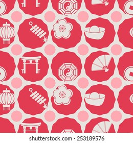 Seamless background with chinese New year icons for your design