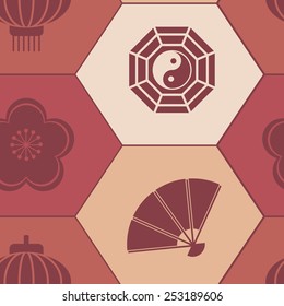 Seamless background with chinese New year icons for your design