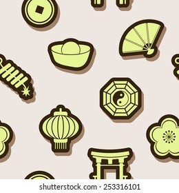 Seamless background with chinese New year icons for your design