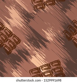 Seamless background. Chocolate bars on a ragged surface. Strokes. Grunge style.