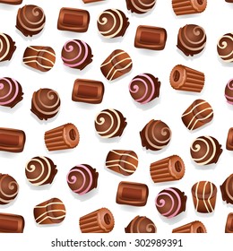 Seamless background with chocolate candy.