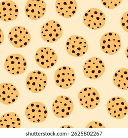 Seamless background with chocolate cookies. cookies pattern. cookies background. Illustrated chocho chip cookies pattern. 