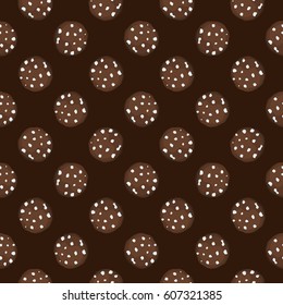 Seamless background with chocolate cookies. Vector illustration