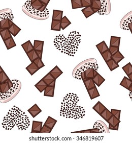 Seamless background of chocolate and cream. Vector illustration. Flat style.