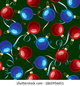 Seamless background with Christmas balls. Vector illustration.