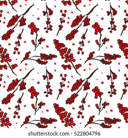 Seamless background with christmas berries