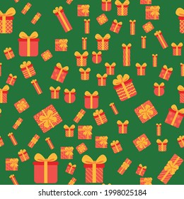 El fondo sin inconvenientes con cajas y regalos de Navidad. Paquete navideño, año nuevo.