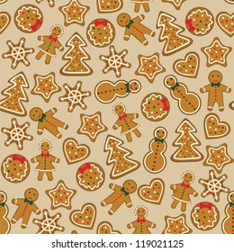 Seamless background with christmas cookies