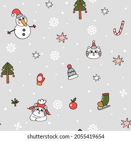 Seamless background with Christmas decorations. Christmas background for greeting cards, wrapping paper, invitations, and other purposes.