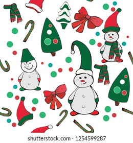 seamless background Christmas elements green and red gamma
