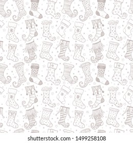 Seamless background with christmas gift socks. Can be used for wallpaper, pattern fills, textile, web page background, surface textures