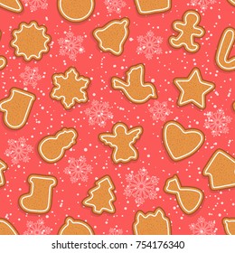 Seamless background from Christmas gingerbread cookies. Pattern.