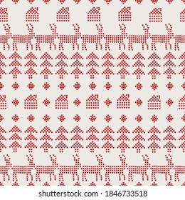seamless background  with Christmas knitted texture, vector design for paper, fabric.