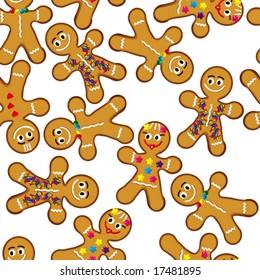 Seamless background. Christmas and New Year's background. Festive elements. Gingerbread Man.