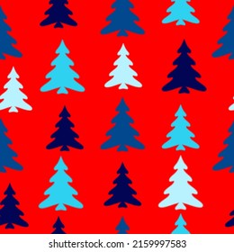 Seamless background with Christmas tree  Design illustration. A lot of fir-trees. Decorative wallpaper, good for printing. 