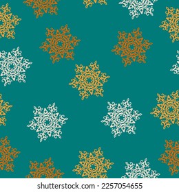 Seamless background with Christmas tree Seamless christmas pattern with christmas trees, bows, snowflakes on colored background