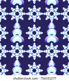 Seamless  background of Christmas tree and snowflakes. Vector drawing in bright colors for design of packaging, postcard, textile, poster.
