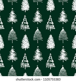 Seamless background of christmas trees