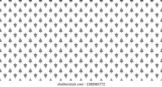 Seamless background with christmas trees. Pattern for design. Black and white illustration