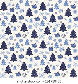 Seamless background with Christmas trees, vector illustration 