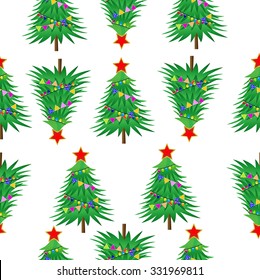 Seamless background with christmas trees, vector illustration