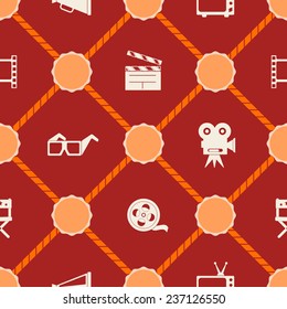 Seamless background with cinema symbols