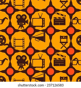 Seamless background with cinema symbols