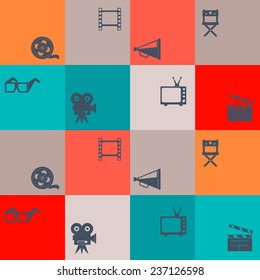 Seamless background with cinema symbols