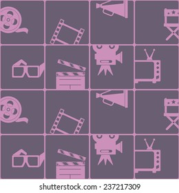 Seamless background with cinema symbols