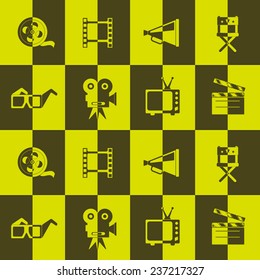 Seamless background with cinema symbols