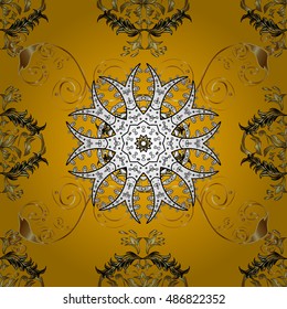 Seamless background. Circle flower mandalas seamless pattern in black white and orange, vector