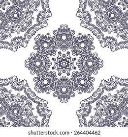 Seamless background with circle lace patterns. East ornament. Vector pattern