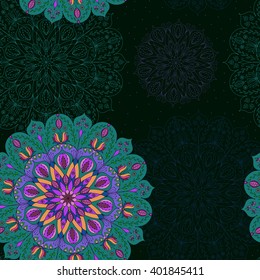 Seamless background of circle lace patterns. Vector texture for spring/summer fashion fabric, textile design, background for invitation card or holiday decor, web design.