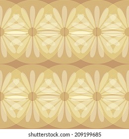 Seamless background with circle lines and flowers silhouettes.