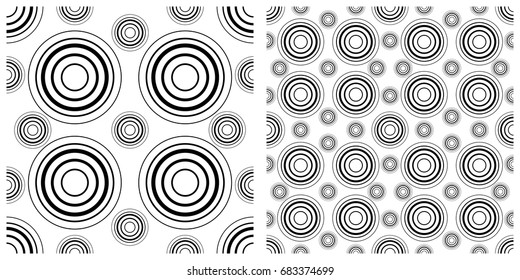 seamless background of circle  on transparent background. Left is single pattern . Right is assembly of four patterns
