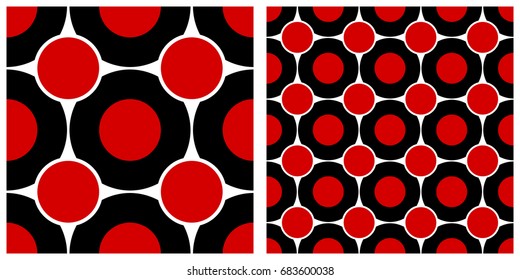 seamless background of circle  on transparent background. Left is single pattern . Right is assembly of four patterns
