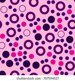 Seamless background with circles and dots.Dotted background with circles, dots, rounds Vector illustration Flat Scandinavian style for print on fabric, gift wrap, paper, covers, wallpapers