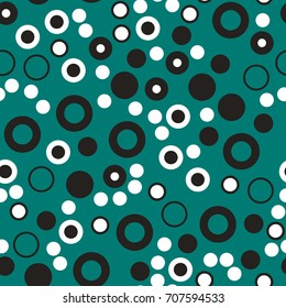 Seamless background with circles and dots.Dotted background with circles, dots, rounds Vector illustration Flat Scandinavian style for print on fabric, gift wrap, paper, covers, wallpapers