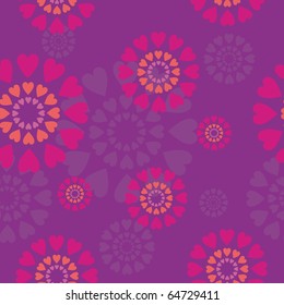 seamless background with circles and hearts
